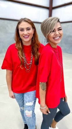 The ZigZag Stripe Red Embracing You Top TOPS & TUNICS