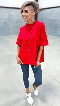 The ZigZag Stripe Red Embracing You Top TOPS & TUNICS