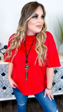 The ZigZag Stripe Red Embracing You Top TOPS & TUNICS