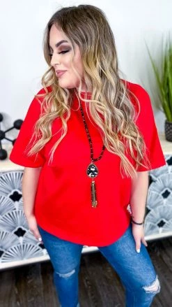 The ZigZag Stripe Red Embracing You Top TOPS & TUNICS