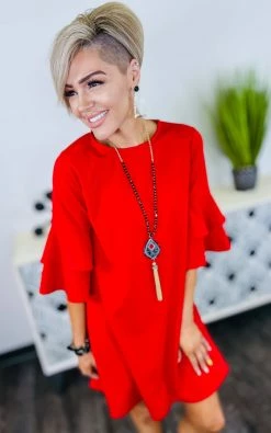 The ZigZag Stripe DRESSES Red Enhanced Beauty Dress