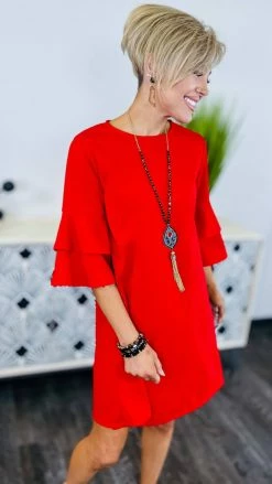 The ZigZag Stripe DRESSES Red Enhanced Beauty Dress