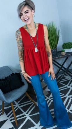 The ZigZag Stripe TOPS & TUNICS Red Enhanced View Top [NO RETURNS]