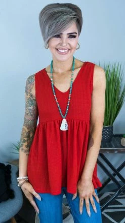 The ZigZag Stripe TOPS & TUNICS Red Enhanced View Top [NO RETURNS]