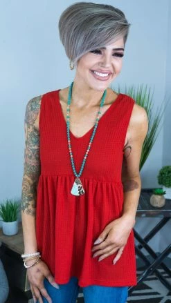 The ZigZag Stripe TOPS & TUNICS Red Enhanced View Top [NO RETURNS]