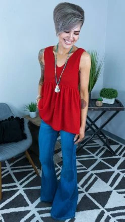 The ZigZag Stripe TOPS & TUNICS Red Enhanced View Top [NO RETURNS]