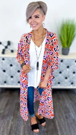 Your Fashion Wholesale Red Heart To Heart Cardigan OUTERWEAR