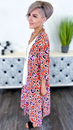 Your Fashion Wholesale Red Heart To Heart Cardigan OUTERWEAR