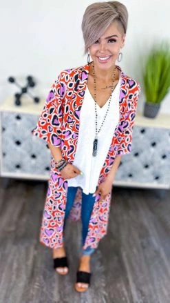 Your Fashion Wholesale Red Heart To Heart Cardigan OUTERWEAR