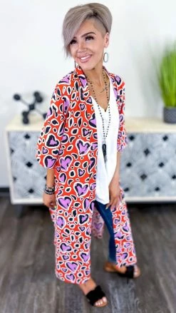 Your Fashion Wholesale Red Heart To Heart Cardigan OUTERWEAR