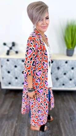 Your Fashion Wholesale Red Heart To Heart Cardigan OUTERWEAR