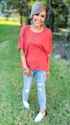 The ZigZag Stripe TOPS & TUNICS Red Home For Now Top