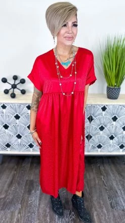 The ZigZag Stripe Red Leopard City Sleek Midi Dress