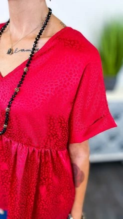 The ZigZag Stripe Red Leopard City Sleek Top TOPS & TUNICS