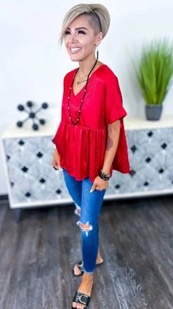 The ZigZag Stripe Red Leopard City Sleek Top TOPS & TUNICS