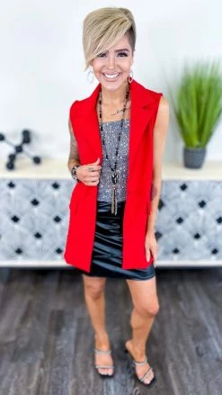 The ZigZag Stripe OUTERWEAR Red Martini Nights Vest