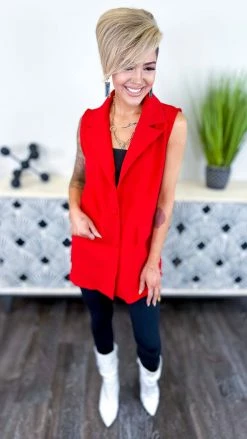 The ZigZag Stripe OUTERWEAR Red Martini Nights Vest