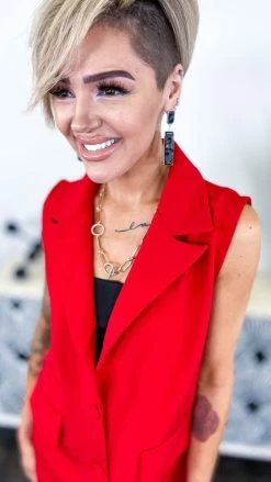 The ZigZag Stripe OUTERWEAR Red Martini Nights Vest