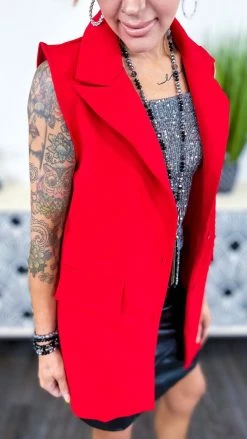 The ZigZag Stripe OUTERWEAR Red Martini Nights Vest