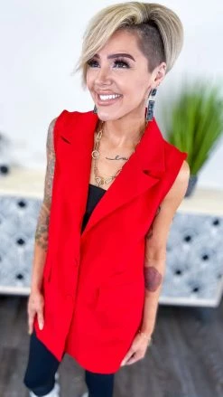 The ZigZag Stripe OUTERWEAR Red Martini Nights Vest