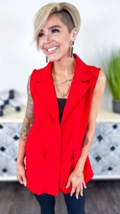 The ZigZag Stripe OUTERWEAR Red Martini Nights Vest