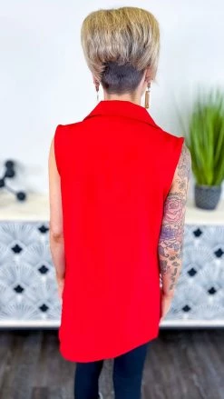 The ZigZag Stripe OUTERWEAR Red Martini Nights Vest