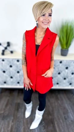 The ZigZag Stripe OUTERWEAR Red Martini Nights Vest