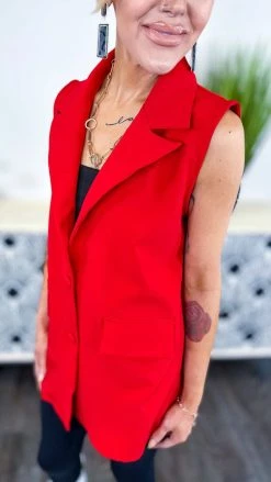 The ZigZag Stripe OUTERWEAR Red Martini Nights Vest