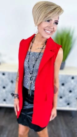 The ZigZag Stripe OUTERWEAR Red Martini Nights Vest