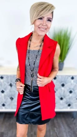 The ZigZag Stripe OUTERWEAR Red Martini Nights Vest