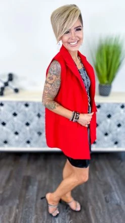 The ZigZag Stripe OUTERWEAR Red Martini Nights Vest