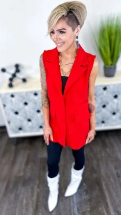The ZigZag Stripe OUTERWEAR Red Martini Nights Vest