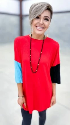 The ZigZag Stripe TOPS & TUNICS Red New Album Top