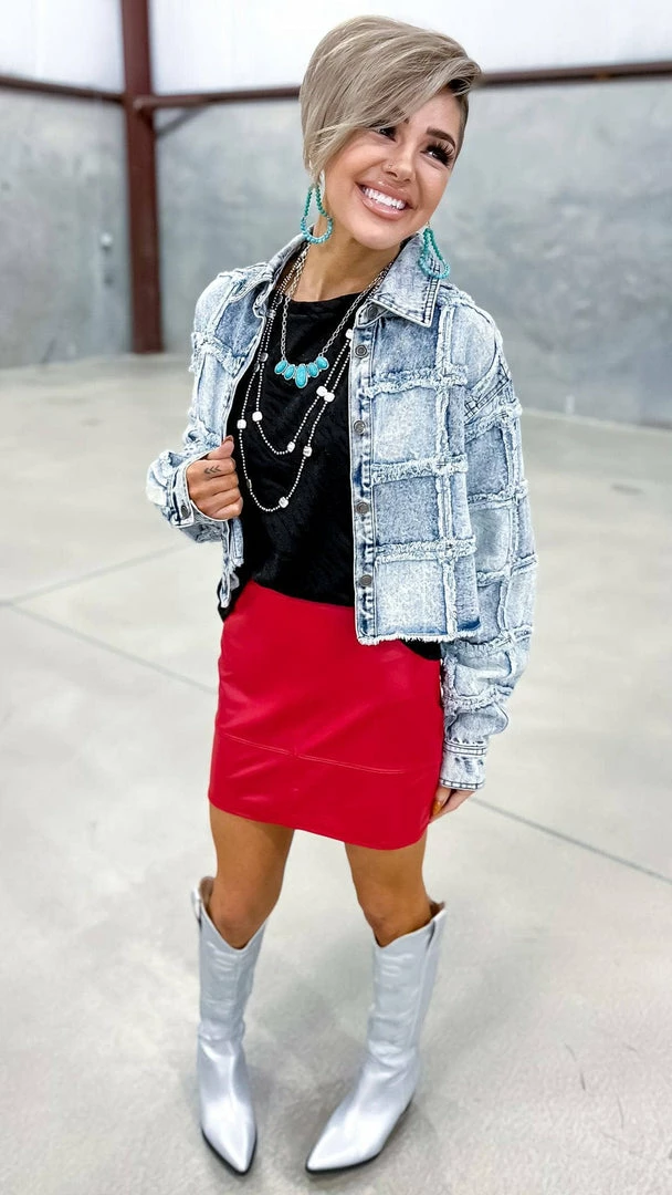 The ZigZag Stripe BOTTOMS Red Nightlife Skirt