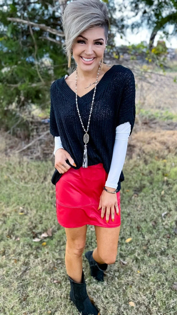 The ZigZag Stripe BOTTOMS Red Nightlife Skirt