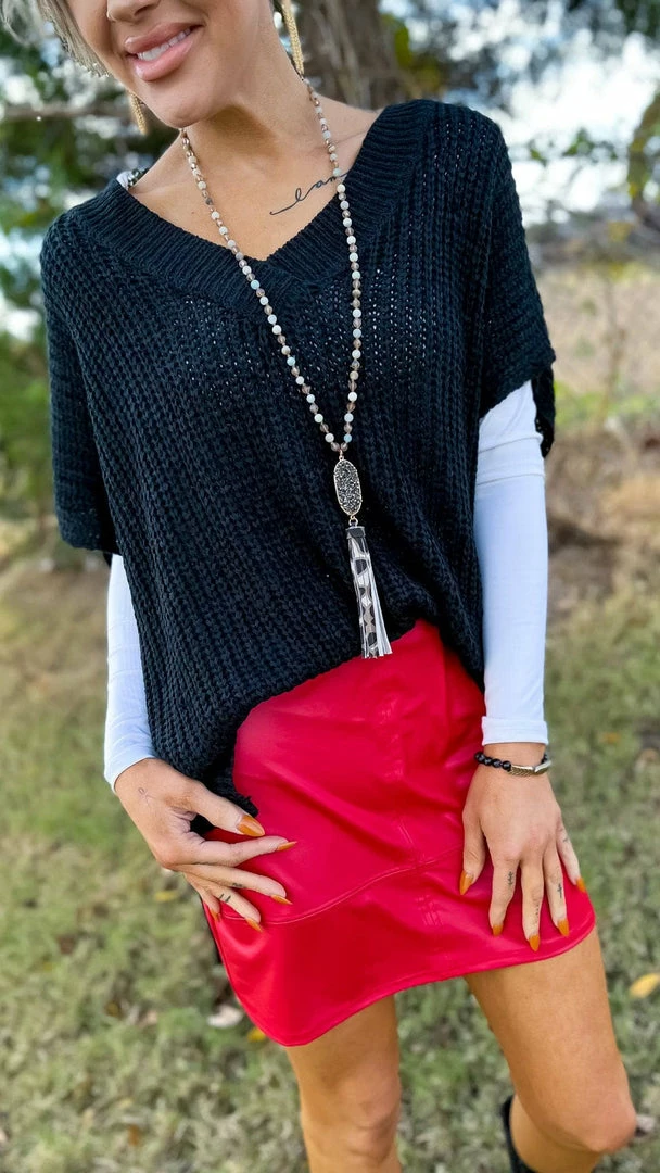 The ZigZag Stripe BOTTOMS Red Nightlife Skirt