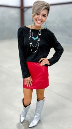 The ZigZag Stripe BOTTOMS Red Nightlife Skirt