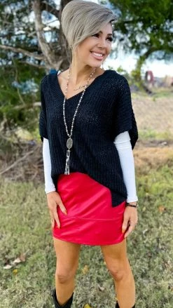 The ZigZag Stripe BOTTOMS Red Nightlife Skirt