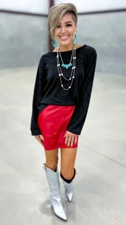 The ZigZag Stripe BOTTOMS Red Nightlife Skirt