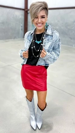 The ZigZag Stripe BOTTOMS Red Nightlife Skirt