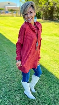 The ZigZag Stripe TOPS & TUNICS Red Persuasive Charm Sweater