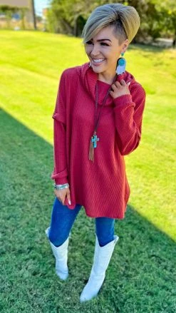 The ZigZag Stripe TOPS & TUNICS Red Persuasive Charm Sweater