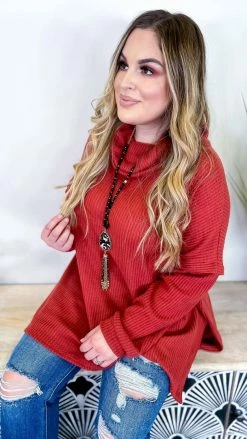 The ZigZag Stripe TOPS & TUNICS Red Persuasive Charm Sweater