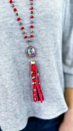 Your Fashion Wholesale ACCESSORIES Red Respect Her Charm Necklace