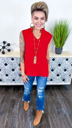 The ZigZag Stripe Red Romantic Remix Top TOPS & TUNICS