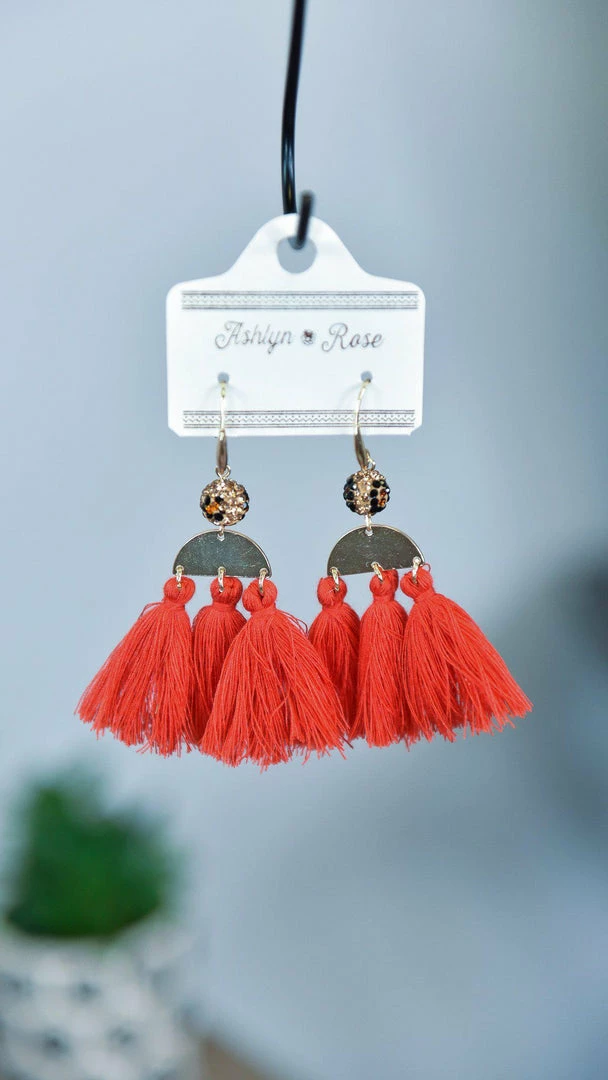 Southern Grace ACCESSORIES Red Sahara Tassel Earrings