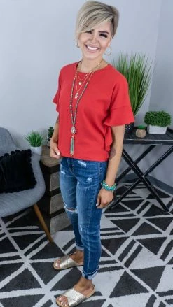 The ZigZag Stripe TOPS & TUNICS Red Satisfy Me Top [NO RETURNS]