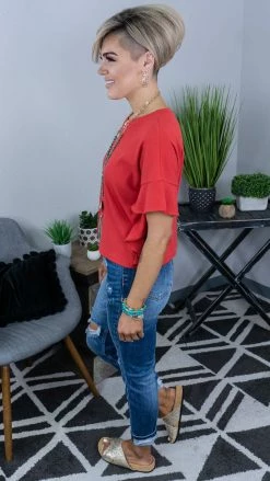 The ZigZag Stripe TOPS & TUNICS Red Satisfy Me Top [NO RETURNS]