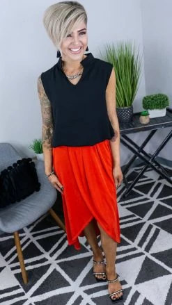 The ZigZag Stripe Red Simple Beauty Skirt [NO RETURNS]