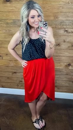 The ZigZag Stripe Red Simple Beauty Skirt [NO RETURNS]